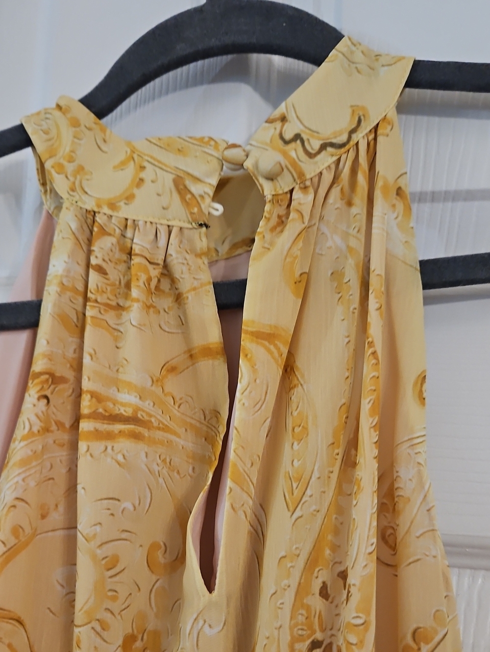 Yellow Paisley Halter Maxi Dress with Tie-Back